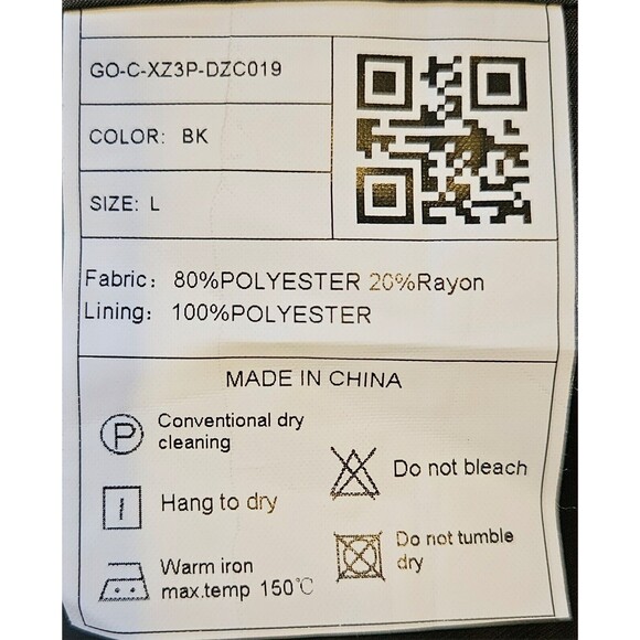 Mage Male Three-Piece Suit Black Men's Size Large - Picture 9 of 16